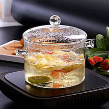 Скляна каструля з кришкою 1.5л для плити, фото 3