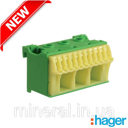Блок клема PE QiuckConnect PE-клема 3x16мм²+11x4мм² ширина 60мм, HAGER, фото 1