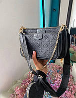 Сумка Louis Vuitton 3 в 1 чорна сумка клатч Луї Віттон чорна через плече