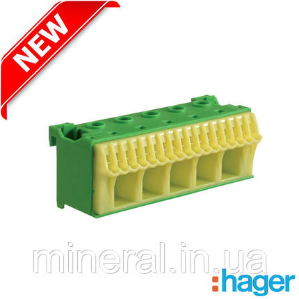 Блок клема PE QiuckConnect PE-клема 5x16мм²+17x4мм² ширина 90мм, HAGER, фото 1
