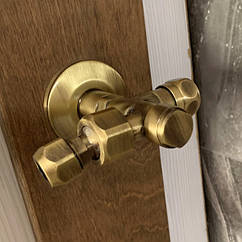 Бронзовий кран запорний з шарнірним фільтром 1/2*3/8→1/2 Bugnatese Італія