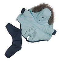 Зимовий одяг для собак, зимовий комбінезон для собаки з теплим капюшоном на зиму голубий