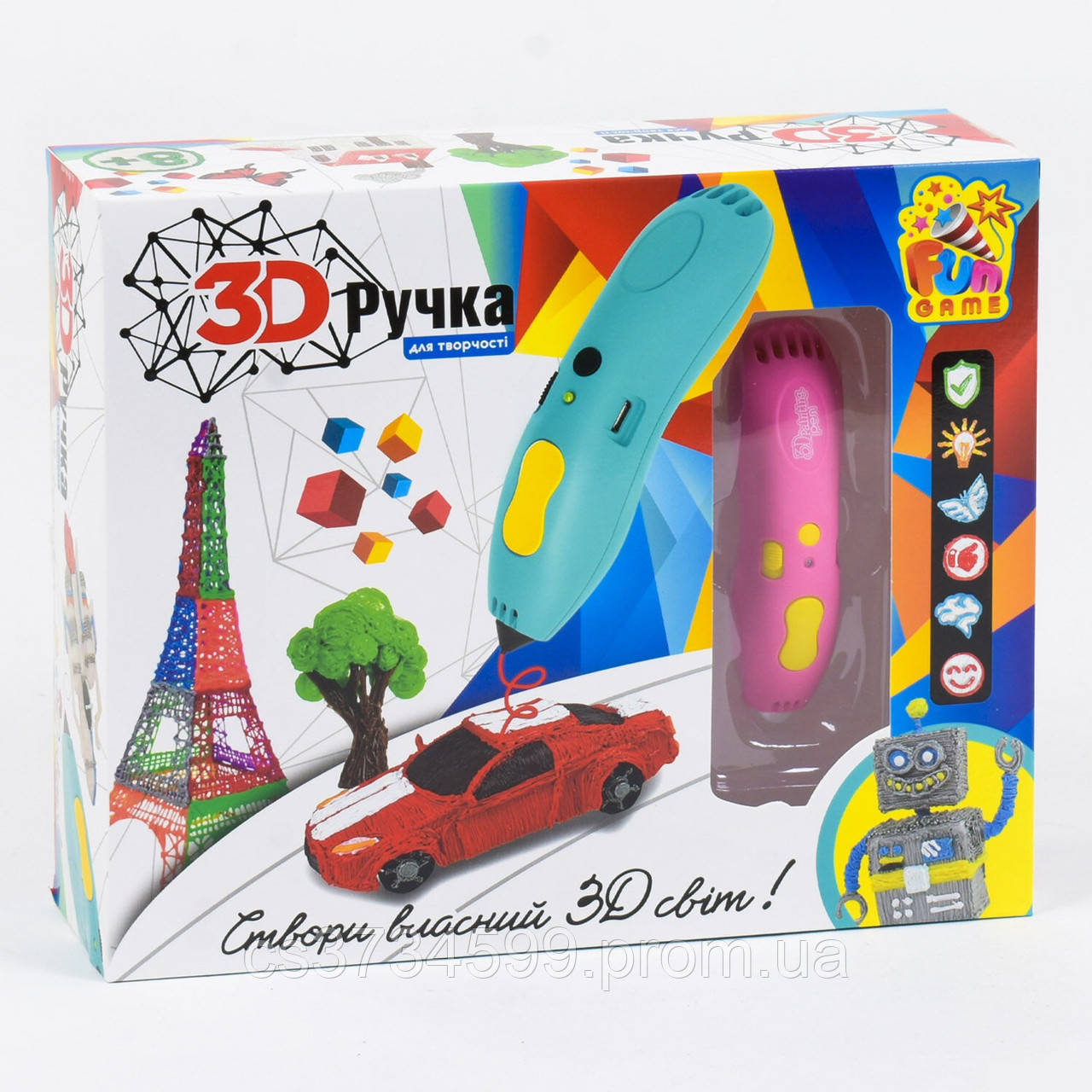 3D Ручка для Детей с Трафаретами Дисплеем "Fun Game" 3д Рисование ...