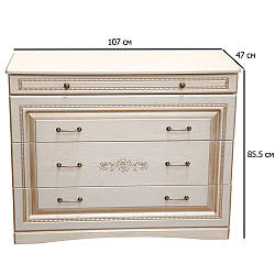 Білий комод із патиною класика з шухлядами Ніколь 107 см з фасадом біле дерево для спальні