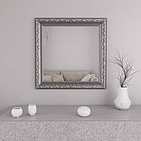Настенное зеркало квадратное 96х96 | Серебро с патиной Black Mirror | Для туалетного столика
