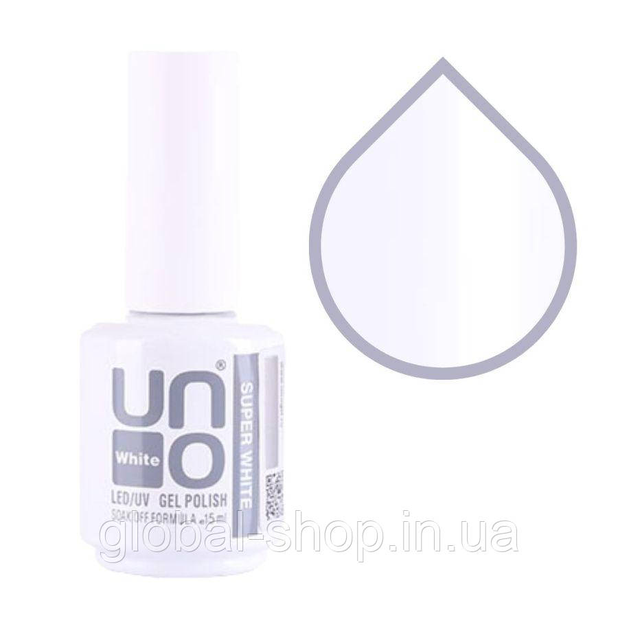 Гель-лак "Uno" — Супербілий — Super White, 15 мл.