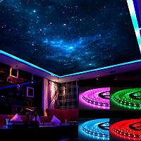 Разноцветная светодиодная LED лента 5050 с пультом RGB 5 метров в силиконе дли подсветки комнаты ФОТО