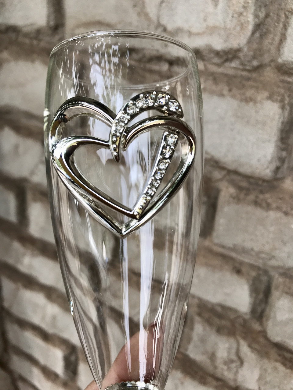 Свадебные подарочные бокалы на металлической ножке Два Сердца 26 см в наборе 2 шт 1005G - фото 2 - id-p1116793749