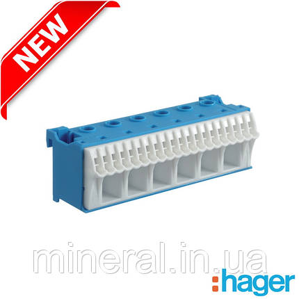 Блок клема N QiuckConnect N-клема 6x16мм²+20x4мм² ширина 105мм, HAGER, фото 1