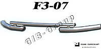 Защита переднего бампера (двойная нержавеющая труба - двойной ус) Ford Transit (00-06) d60х1,6мм