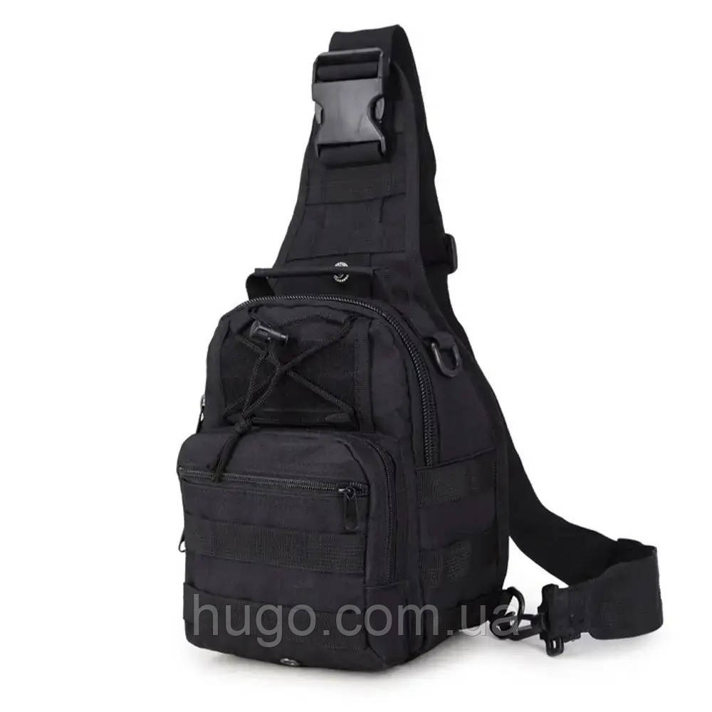 Тактична сумка через плече на 6л, 28х20х8 см, Чорна / Однолямковий чоловічий рюкзак / Барсетка