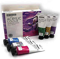 Акриловые краски Глиттер в наборе "Art ranger" пластик тюбик, 6 цветов по 75мл