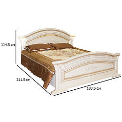 Ліжко двоспальне світле з патиною Ніколь 160х200 см з фасадом біле дерево з ламелями