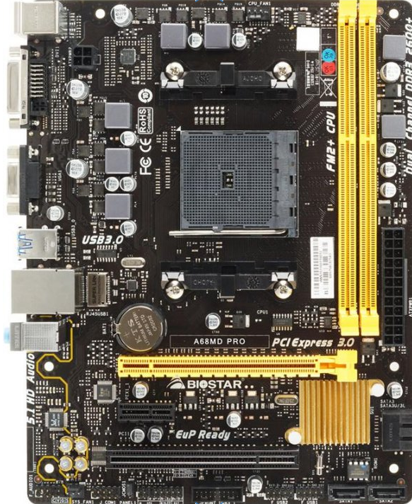 Плата під AMD Socket FM2+ ( sFM2) BioSTAR A68MD PRO на DDR3 / SATA 3/ USB 3.0 Тримає до A10-8850B