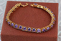 Браслет Xuping Jewelry с фиолетовыми камнями по всей длине 17 см 6 мм золотистый