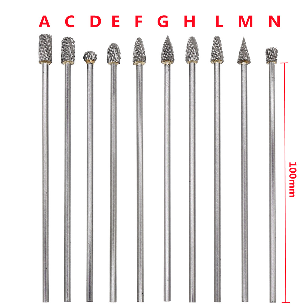 Набор из 10 борфрез, шарошек по металлу удлиненные 100мм Domast для гравера Dremel карбид вольфрама - фото 3 - id-p1674656723