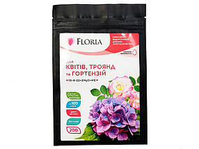 Добриво Floria Sol для квітів, троянд та гортензій водорозчинне Флорія Сол - 200 г, фото 3