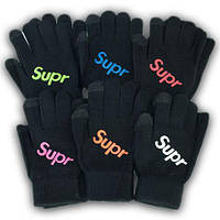 ОПТ Детские перчатки одинарные с эффектом Touch screen Gloves, р. 17 (11-12 лет), (12шт/набор)