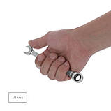 Ключ комбінований з тріскачкою 10 мм Cr-V; PROF DIN3113 INTERTOOL XT-1350, фото 3