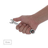 Ключ комбінований з тріскачкою 12мм Cr-V; PROF DIN3113 INTERTOOL XT-1352, фото 3