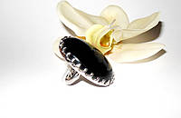 Серебряное кольцо с натуральным черным ониксом