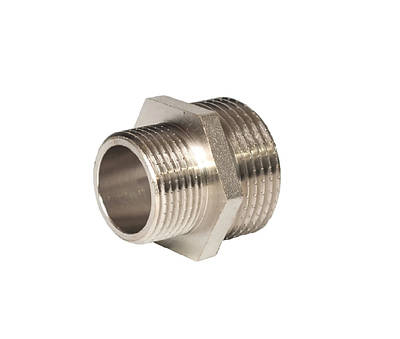 Ніпель редукційний 1/2" ЗР х 1/4" ЗР, жовта латунь, не нікельована, фітинги латунні різьбові