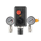 Пресостат 380В в зборі 10 bar (пресостат, редуктор, 2 манометра, запобіжний клапан, два виходи) ТАТА, фото 3