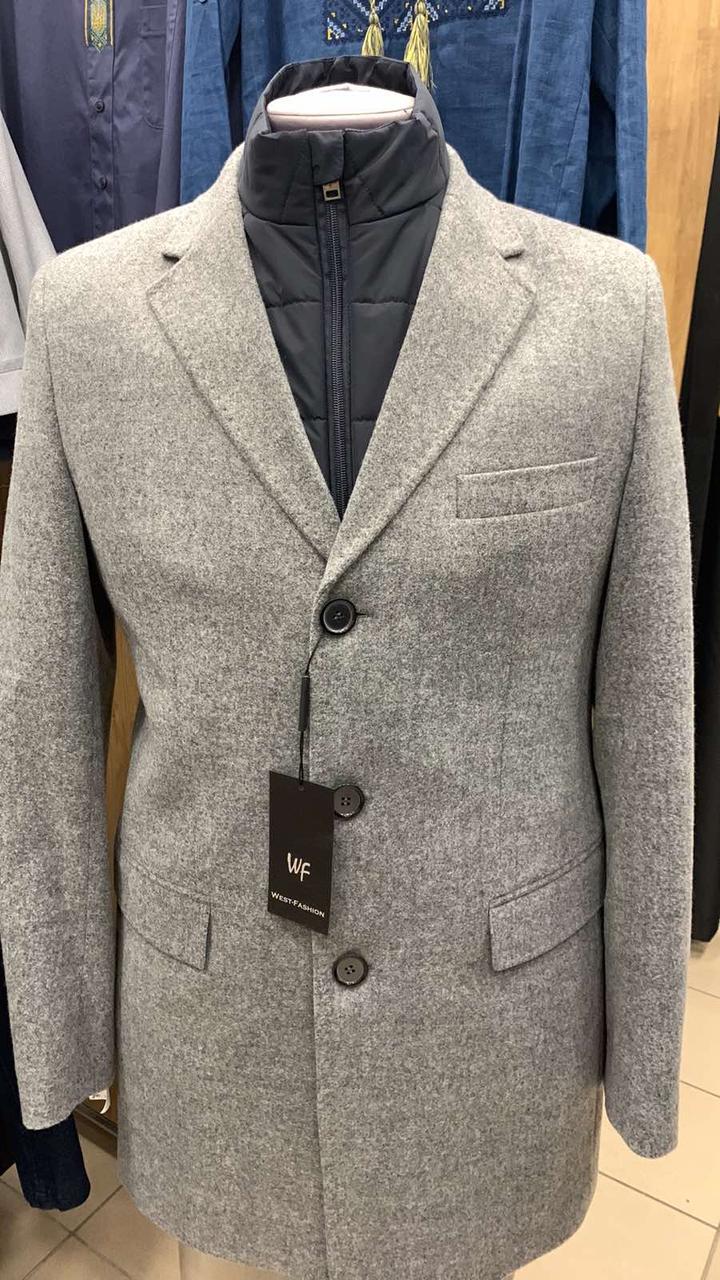 Пальто чоловіче демісезонне West-Fashion модель UM-19П світло-сіре