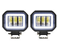 LED фари на мотоцикл, скутер (2шт) + Ангельські очі + фари з лінзою та світло-тіньовим кордоном!! 30W 12-24V