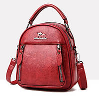 Женский мини рюкзак сумка кенгуру эко кожа, маленький рюкзачок сумочка Красный "Lv"