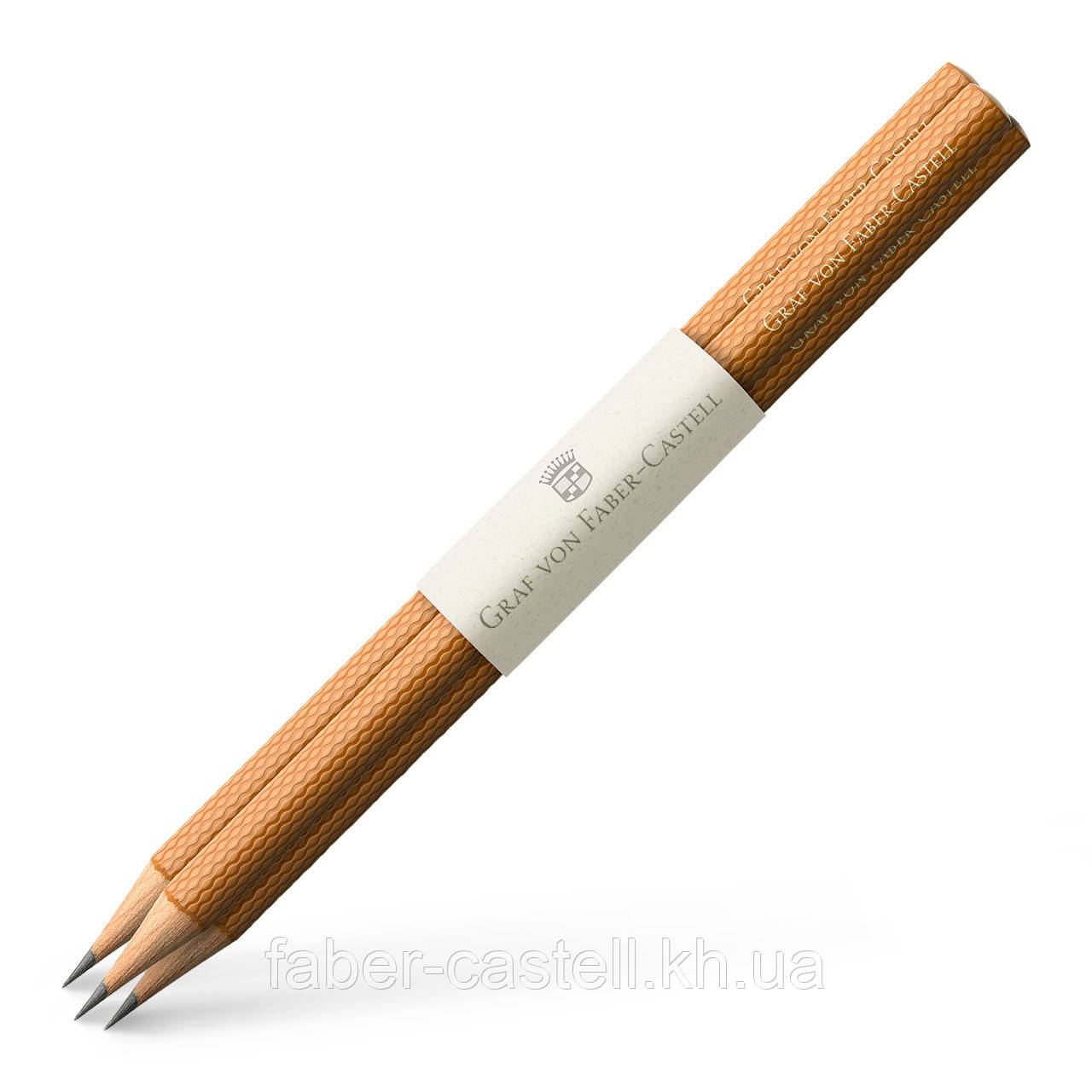 Олівці чорнографітні Graf von Faber-Castell 3 graphite pencils Guilloche Brown, корпус коричневий. 3 шт, 118623