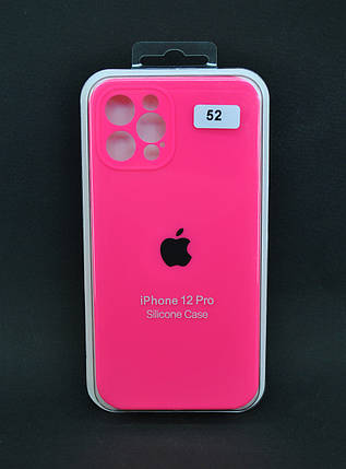 Чохол силіконовий для телефону iPhone 12 / 12Pro Silicone Case Orig FULL Camera №52 ultra pink 4you, фото 1