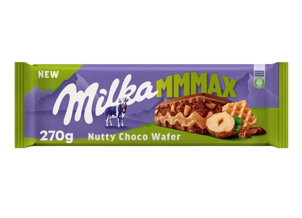 Шоколад Молочний Milka mmMAX Nutty Choco Wafer Вафлі 270 г Швейцарія, фото 1