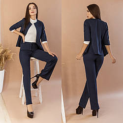 Стильний жіночий брючний костюм класика двійка піджак і штани