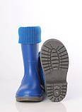 Дитячі молодіжні підліткові дорослі гумові чоботи з утеплювачем Alisa Line електрик розміри 24-41, фото 6