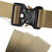 Ремень туристический Tactical Belt, 125 см, Песочный / Тактический мужской ремень с пряжкой Cobra (777)