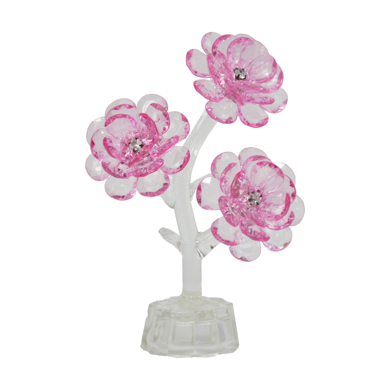 Статуэтка хрустальная (3 цветка) розовая - фото 1 - id-p1674787426