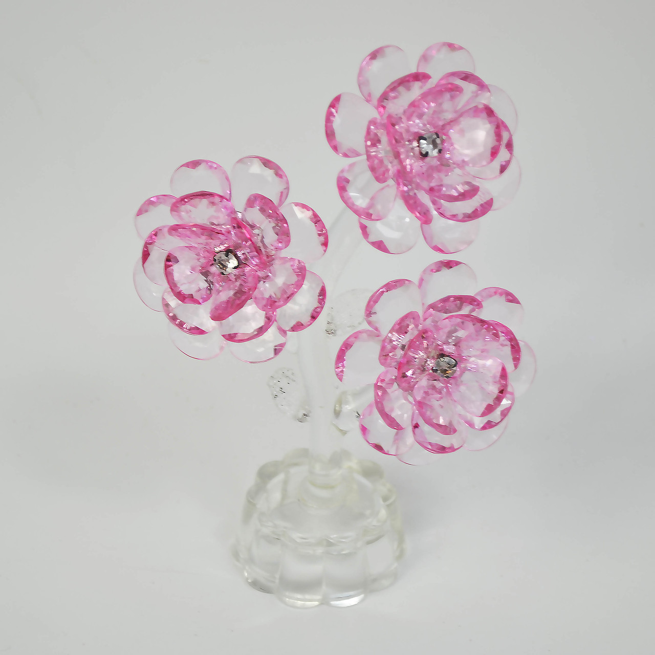 Статуэтка хрустальная (3 цветка) розовая - фото 2 - id-p1674787426