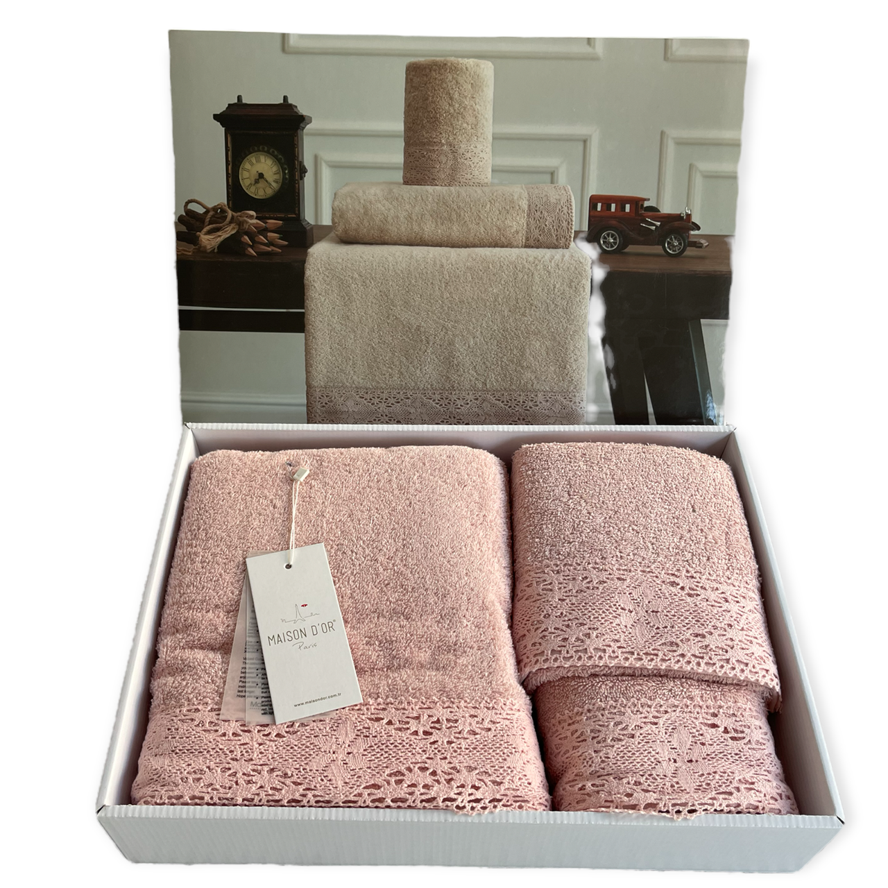 Набір рушників Maison D'or Naturella Rosa махрові 30-50 см, 50-100 см, 70-140 см рожевий