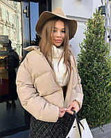 Куртка жіноча коротка дута осінньо-зимова — 005 бежевий колір