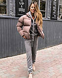 Куртка жіноча коротка дута осінньо-зимова — 005 бежевий колір, фото 8