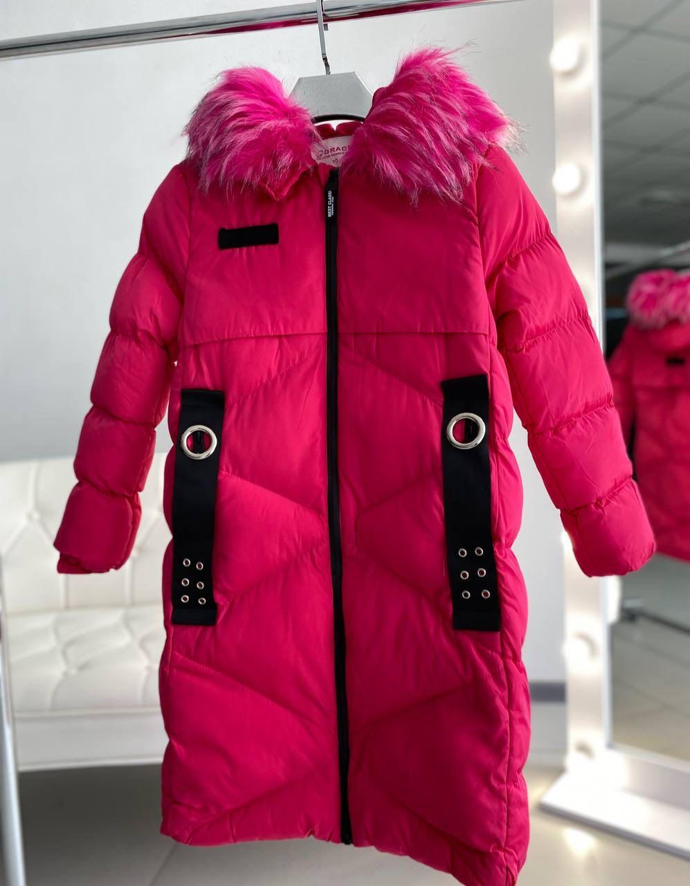 Зимова куртка пальто на дівчинку зі штучним хутром 70911, Grace, Рожевий, Для дівчаток, Зима, 158, фото 1