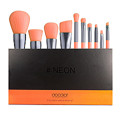 Набір пензлів для макіяжу Docolor Neon Peach (10шт) N1003