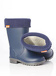 Молодіжні підліткові дитячі гумові чоботи для хлопчиків з утеплювачем Alisa Line синій розміри 24-41, фото 5