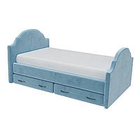 Дитячі та підліткові ліжка MeBelle AMILLA 100х190 односпальне з ящиками, небесний світло-блакитний велюр