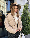 Куртка жіноча коротка дута осінньо-зимова — 005 ліловий колір, фото 4