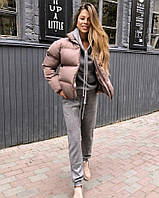 Куртка жіноча коротка дута осінньо-зимова — 005 ліловий колір
