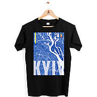 Футболка чорна з принтом "Kyiv. Киев. Місто України. Карта з супутника" Push IT