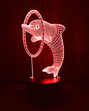 Акриловий світильник-нічник Дельфін з кільцем червоний tty-n000984