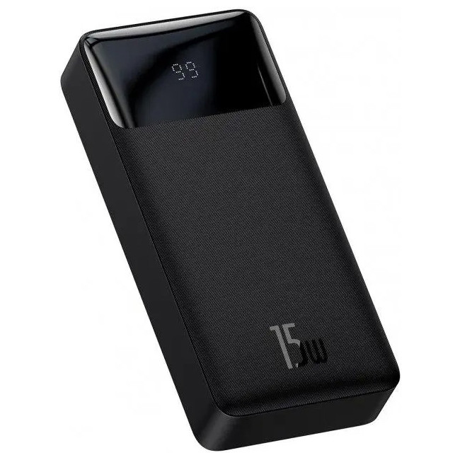 Повербанк Power Bank BASEUS Bipow PPDML-J01 20000mAh, 2USB, Type-C, 3A, 15W, QC, чорне, фото 1